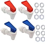 Replacement Cooler Faucet, Spigot of Water Filter Dispenser,Reusable Spigot Spout Water Beverage Lever Pour Dispenser Valve Water Crock Water Tap,4 Pieces,Blue/Red