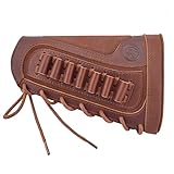 Leder Gewehrkolben Munitionshalter für .357 .30-30 Winchester .38 .32Win Wangenstütze Pad (Braune-Linkshänder)