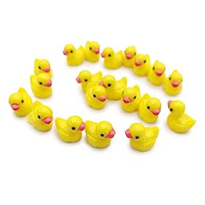Armena Mini dierenfiguren 20 eend tuin ornamenten 1,2×1,75cm, geel
