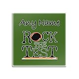 UNIGIFT Posavasos de Cristal Personalizable con Texto en inglés «Rock Test Glass» (diseño de ocasión), para Cualquier Nombre, Mensaje, único, Vidrio, Verde, Cuadrado