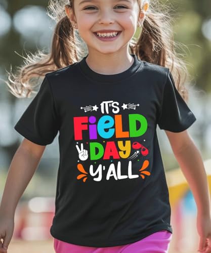 Image of Kids Toddler Boys Girls Field Day T-Shirt Kindergarten Student Funny Short Sleeve Cotton Tee Tops(Black,3T)
