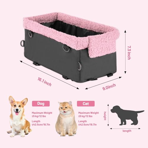 UNICITII Hundeautositz für kleine Hunde & Katzen, erhöht, mit Metallrahmen