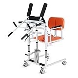 Patient Lift Transfer Chair, Sit to Stand Lift 4 in 1 Portable Transfer Chair with Wheels, for Home Adults Disabled Easy to Use - Weight Capacity 440 Lb (Orange)