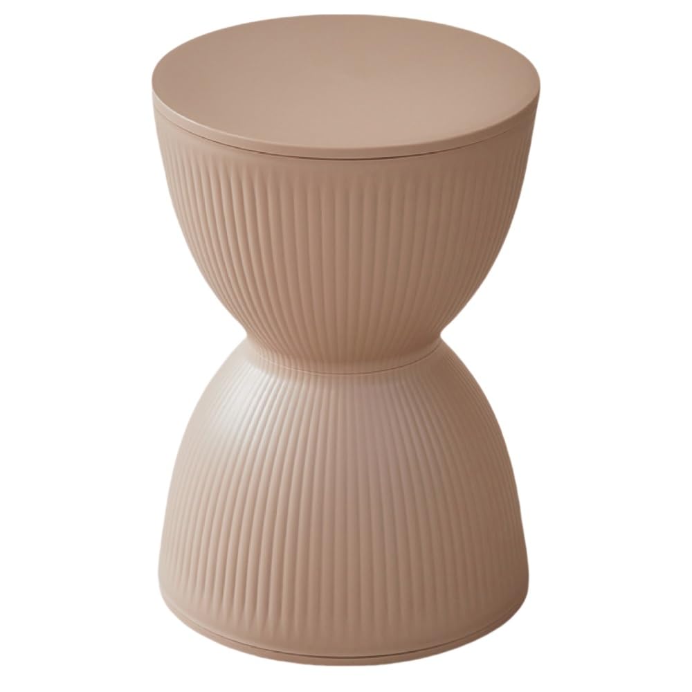 SXZenSpace Bedroom Furniture Colorful Hourglass-Shaped Side Table, Stylish NightStand, Drum Stool, Simple Shoe Bench, Round Coffe Table for Living Room, Bedroom, Restaurant(Khaki)