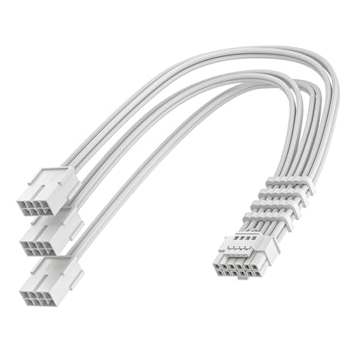 AsiaHorse 16AWG PCI-e 5.0 12VHPWR PSU Cable Extension, 600W 12+4 Pin Male to PCIE 3x8 Pin(6+2) Female PC Cable Extension for RTX 3090Ti/4070Ti/4080/4090, 30CM