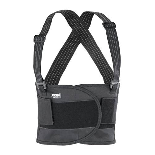 Backbayia Posture Corrector Elastic Protective Waist Belt Removable Shoulder Strap for Home Office Studio Gym (Large)