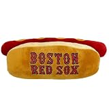 MLB Boston Red Sox Plush Dog Toys - Stadium Theme Snacks - Cutest Plush HOT-Dog Toy for Dogs & Cats with Inner Squeaker & Premium Embroidery of Baseball Team Name/Logo