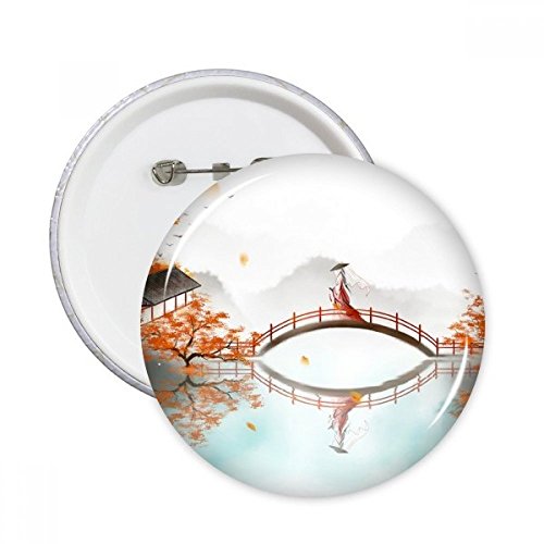 Badge bouton rond aquarelle style chinois pour personnaliser vos vêtements