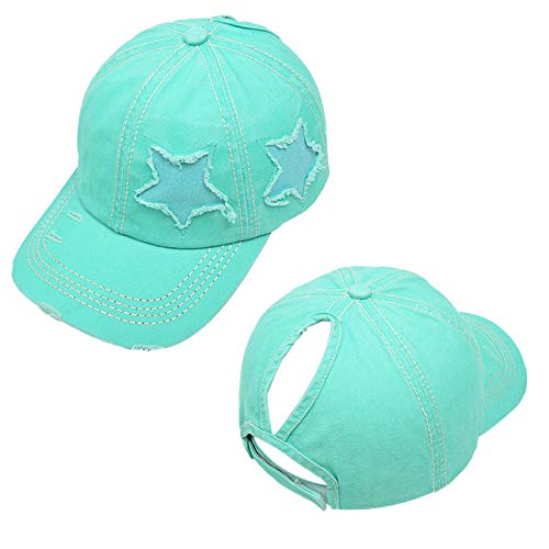 Image of Washed Scratch Frayed Baseball Cap Retro Adjustable with Five-Pointed Stars for Men Women Trucker Cap Unisex
