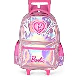 Mochila Infantil com Rodinha, Luxcel, Barbie, Pink, Holográfico, G