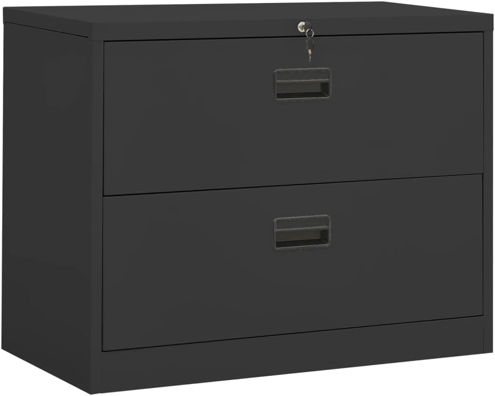 2 Drawer File with Lock, Metal Lateral File Storage