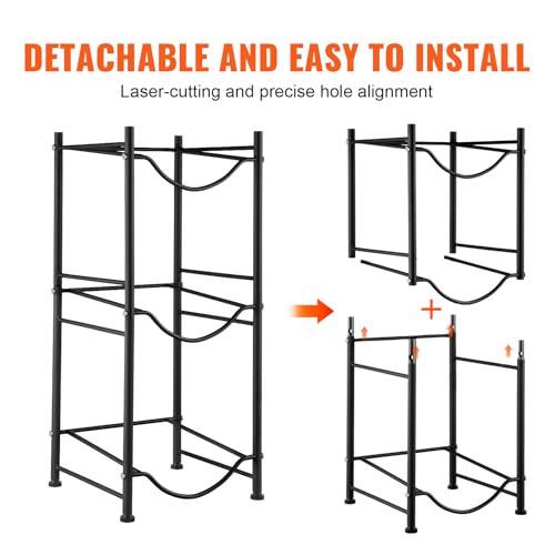 VEVOR 3-Tier Water Bottle Rack, Heavy Duty Cast Iron, Black, Floor Standing, Holds 3 Bottles, 125.7 lbs Capacity by VEVOR - Image 4