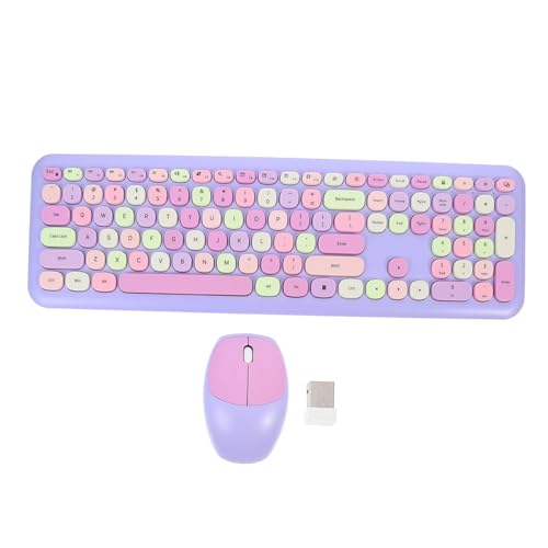 Ensemble clavier et souris sans fil violet compact pour un bureau tendance