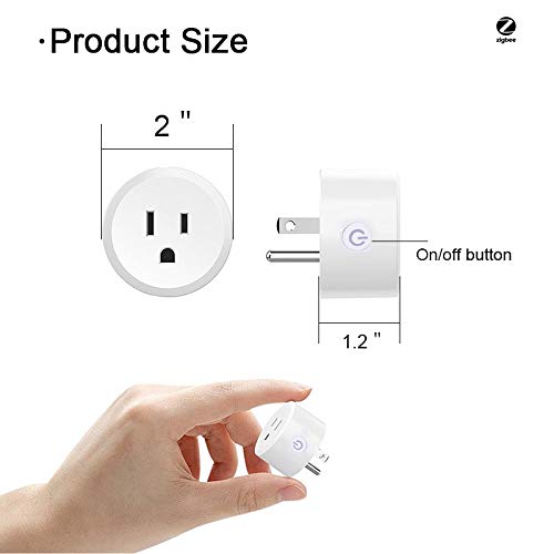 Zigbee Smart Plug is Compatible with Alexa, Echo Plus, SmartThings Hub, (Hub Required), Voice Pairing Smart Switch to remotely Control Your Home appliances from Anywhere in Alexa Accessories