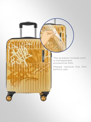 Image of Safari Scrib Cabin 8 Wheels 55cm Carry on Trolley Bag Hard Case Polycarbonate 360 Degree Wheeling System Luggage, Trolley Bags for Travel, Suitcase for Travel, Amber Dune Printed