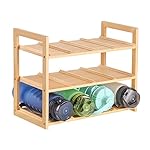 Ackitry 12 Water Bottle Organizer, Freestanding Bamboo Water Bottle Holder Rack, Sturdy Water Cup Stand Storage for… - Image 2
