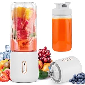 Euakee Draagbare blender, 500 ml, mini-blender, USB, oplaadbaar, voor verse sapshakes en smoothies, mini-mixer, draagbaar, met 7 ultrascherpe messen, voor thuis, kantoor, reizen, sportschool