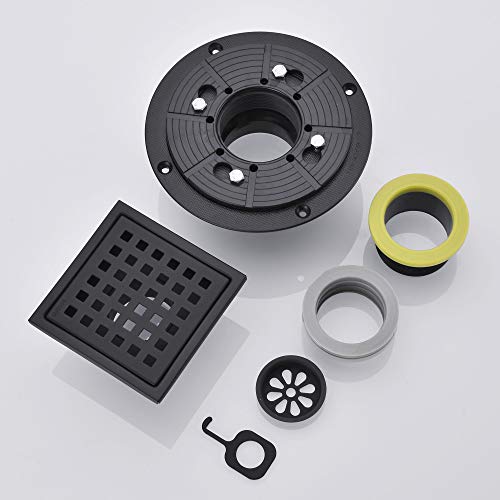 Siphon de douche carré 10,2 cm en acier inox SUS 304 noir mat - 7