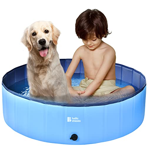 Bellochiddo Foldable Dog Pool - Hard Plastic Pool For Dogs And Kids, Non-Slippery Dog Swimming Pool With Pp Boards, Kiddie Pool For Dogs, Indoor&Outdoor Pet Bathing Tub With Water Drainage (48" X 12") #TOP21