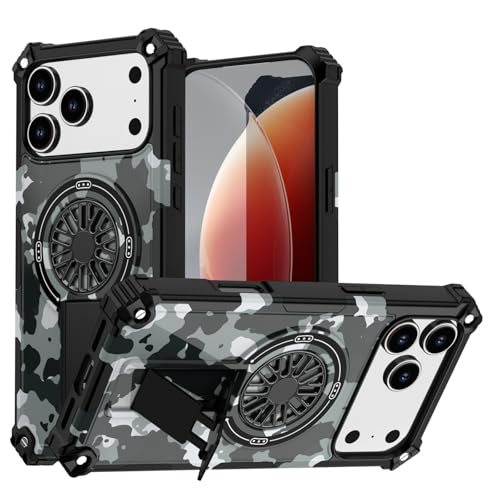 Coque iPhone 14 Pro antichoc protégeant des chutes avec silicone rigide camouflage et pied