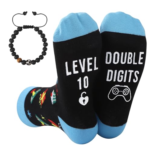 Zuimei Gifts for 10 Year Olds Boys,Cool Presents for 10 Year Old Boy,Age 10 Socks and Football Bracelet,10th Birthday Gifts for Son,Nephew,Grandson,Friends,Brothers