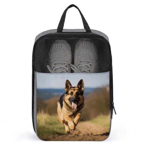 Bolsa organizadora de zapatos impermeable con diseño pastor alemán para viaje golf y running