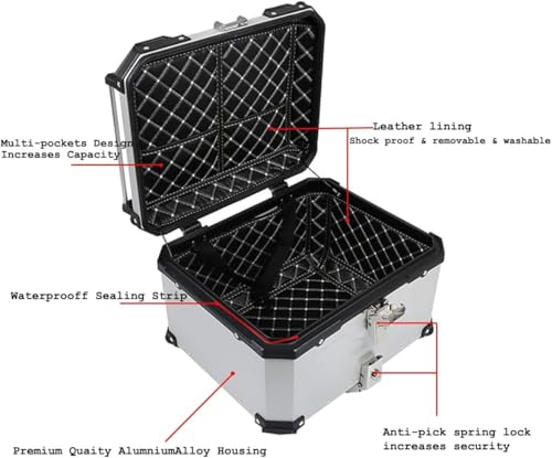 Baúl de moto para rutas y viajes largos con almacenamiento impermeable de 45 litros 4