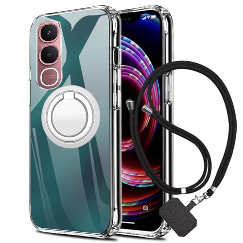 FortiCase Funda Soporte para Vivo Y31 con Correa,Cover Protectora Antiimpacto Antideslizante,Cordón Ajustable Antirrobo,Anti-Choques Caso Case para Vivo Y31,Transparente -C