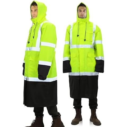 sesafety Safety Rain Coats for Men Work, Class 3 HighVisibility Rain Gear Construction, Reflective Hi Vis RainJacket Lightweight Waterproof Cover