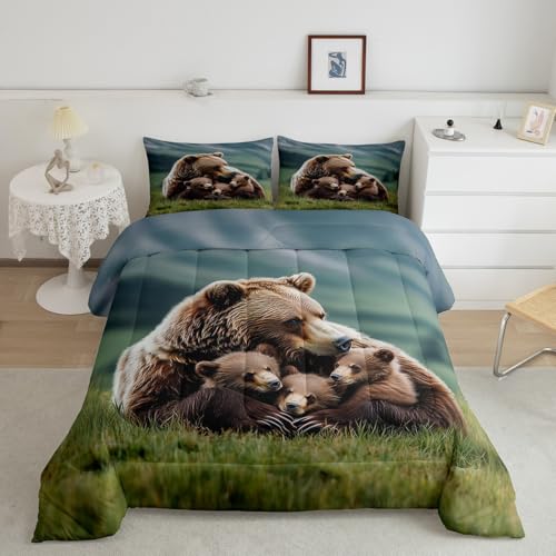 Erosebridal Bear Family Comforter Set King Rustic Wild Animals Bedding Set