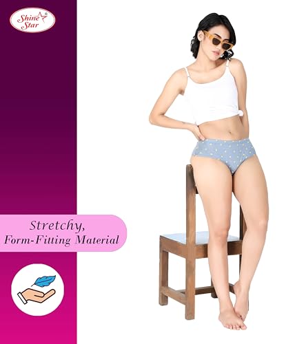 Image of SHINE STAR Women's Pack of 6 Full Coverage Hipster Panty 100% Super Combed Cotton Fabric with Inner Elastic Waistband Multicolour