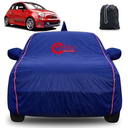 Image of 100% Waterproof Car Cover for Fiat Abarth 595 | All-Weather, Dustproof & UV Protection | Heavy-Duty 3-Layer Fabric | Custom Fit with Mirror & Antenna Pocket | Navy Blue