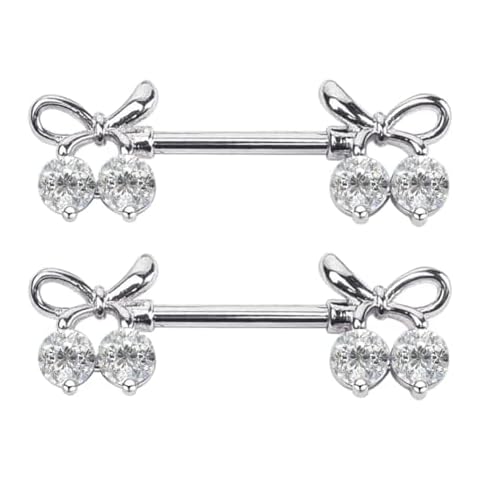 Arardo 316L Stainless Steel Nipple Piercing,High Polished Smooth Surface, Resists Allergy, Ribbon Silver CZ Nipple Rings Jewelry Cover