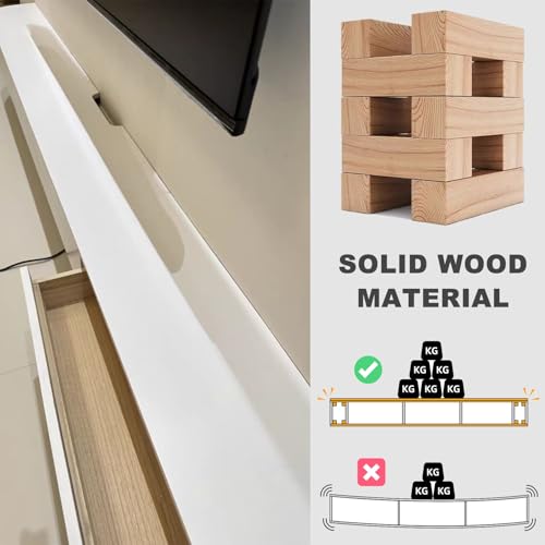 Meuble TV bas blanc 140 cm console multimédia suspendue salon - 5