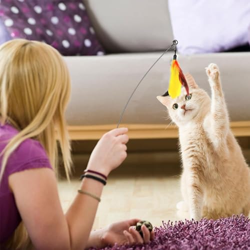 Brinquedo para Gato com Penas - Varinha Interativa com Ventosa, Plumas e Penas Coloridas Divertido p