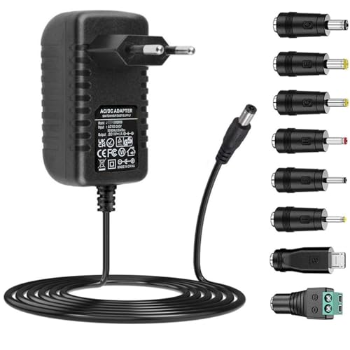 ZUOKENZU AC Adapter 15V 1A Netzteil AC220V zu DC15V 100mA 500mA 1000mA Leistungstreiber 5,5mm mit 8 DC Steckeradaptern Wechselrichter Ladegerät Transformator AC-DC Adapter (DC15V~1A)