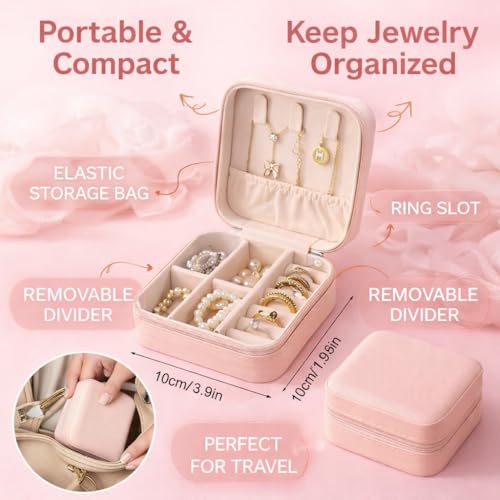 Image of Personalized Jewellery Organizer Case for Women | Custom Name Travel Jewelry Box with Ring, Earring & Necklace Storage | Compact, Elegant Gift for Girls & Women (Cute Propose)