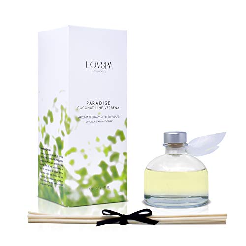 Lovspa Coconut Lime Verbena Scented Reed Sticks Diffuser Set | Paradise Fragrances | Tropical Blend Of Lemon Verbena, Fresh Limes & Coconut | Made In The Usa | Great Gift Idea #TOP3