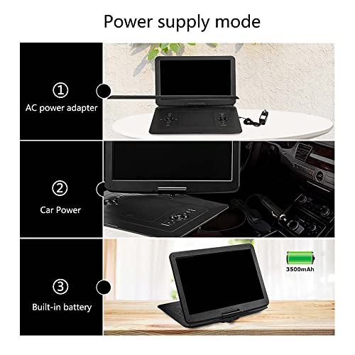 Lettore DVD portatile 22 '' schermo girevole, 8 ore batteria, antiurto, ultima memoria, AV/USB/SD per viaggi e intrattenimento