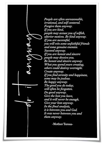 Jelyfisg Do It Anyway Poem Quote Wall Art 16x24 Unframed