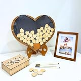 ESTOONE® Set Libro de Invitados Alternativo – Marco de Madera con Forma de Corazón 37, Eventos y Fiestas.