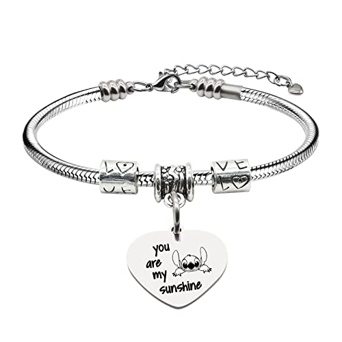 Tagomei Charm Bracelets For Women Girls You Are My Sunshine Heart Bracelets Gifts For Daughter Women Silver Snake Chain Bracelets I Love You Heart Charm Bangle Jewelry Birthday Anniversary Gifts #TOP7