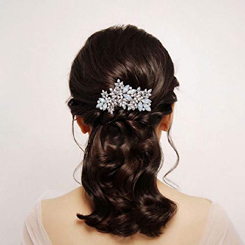 Aw Bridal Opal Crystal Hair Comb Bridal Hair Pieces Retro Bridal Hair Clips Wedding Hair Accessories For Brides And Bridesmaids (Silver) #TOP6