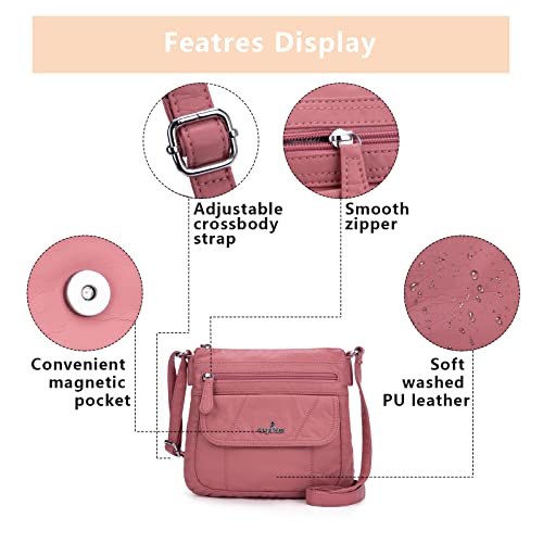 Image of Angelkiss Small Womens Crossbody Bag Leather Shoulder Purse for Women Hobo Bag with Adjustable Shoulder Strap