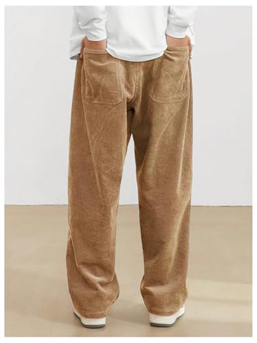 Men's Corduroy Sweatpants Casual Drawstring Waist Straight Leg Pants with Pockets2