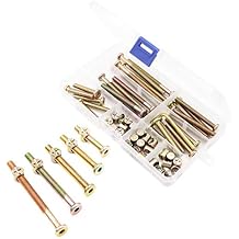 Baby Crib Hardware Replacement Parts, 50pcs Zinc Plated Hex Socket Cap Bolts Barrel Nuts Set for Crib Cot Chairs Bed Furniture, M6 x 35mm/ 45mm/ 55mm/ 65mm/ 75mm
