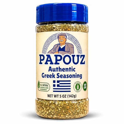 Papouz Greek Seasoning All-Purpose Mediterranean Seasoning & Rub - Spice Mix for Chicken, Potatoes, Beef, Lamb, Pork, Fish, Gyros, Souvlaki, Pizza & Salads-No MSG, 5 oz