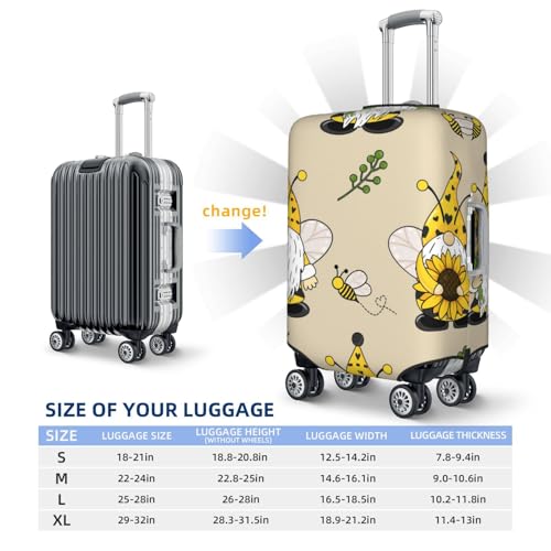 Gnomes Bees And Sunflowers Print Luggage Covers For Suitcase,Elastic Washable & Stretchable Suitcase Covers For Luggage, Anti-Scratch - Fits 18-32 Inch Luggage-No Luggage Included4