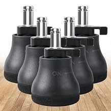 Bell Glides Replacement Office Chair Swivel Caster Wheels to Fixed Stationary Castors, Felt Pads with Anti-Slip Rubber Suit for Tile, Carpets and Hardwood Floors, Chair Feet Wheel Stopper 5pcs