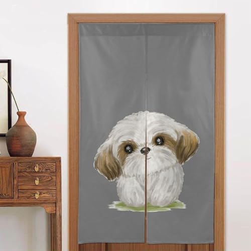 のれん 犬 柴犬 暖簾 カーテン 遮光 おしゃれ 間仕切り 目隠し リビング キッチン 玄関 階段 飲食店 洗える 冷房 暖房対応 143×86cm
